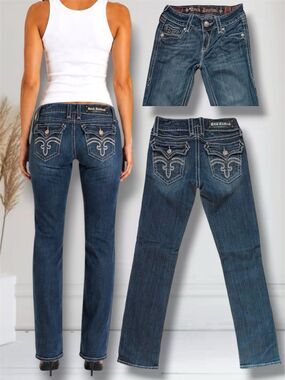Rock Revival Debbie Straight Women's Size 27 Rhinestone Embellised Jeans